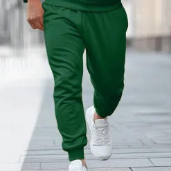 Discount OUKU Men's Fleece Pants Sweatpants Joggers Winter Pants Trousers Drawstring Side Pockets Elastic Waist Solid Color Comfort Warm Home Sports Outdoor Daily Fashion Streetwear Yellow Navy Blue