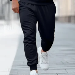 Discount OUKU Men's Fleece Pants Sweatpants Joggers Winter Pants Trousers Drawstring Side Pockets Elastic Waist Solid Color Comfort Warm Home Sports Outdoor Daily Fashion Streetwear Yellow Navy Blue