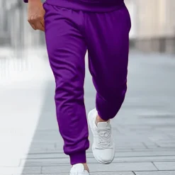 Discount OUKU Men's Fleece Pants Sweatpants Joggers Winter Pants Trousers Drawstring Side Pockets Elastic Waist Solid Color Comfort Warm Home Sports Outdoor Daily Fashion Streetwear Yellow Navy Blue