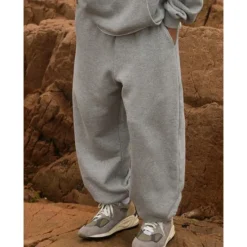 Online OUKU Men's Fleece Pants Sweatpants Joggers Trousers Pocket Plain Comfort Breathable Outdoor Daily Going out Fashion Casual Black Grey