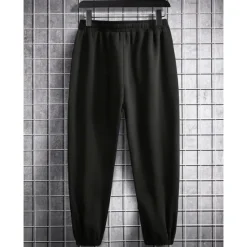 Online OUKU Men's Fleece Pants Sweatpants Joggers Trousers Pocket Plain Comfort Breathable Outdoor Daily Going out Fashion Casual Black Grey