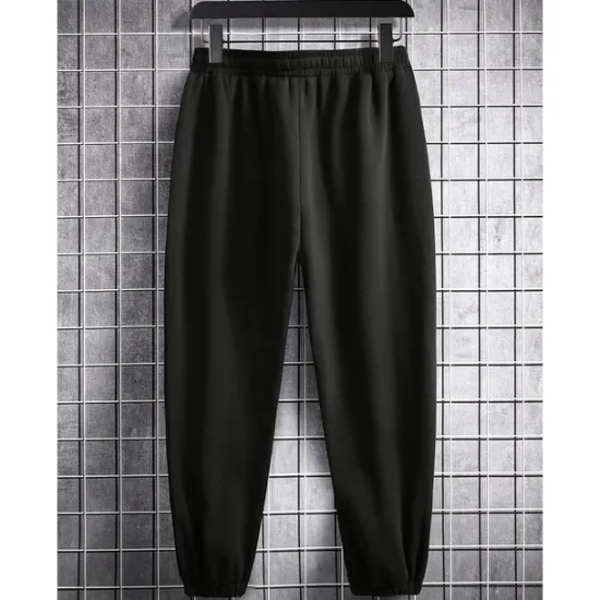 Online OUKU Men's Fleece Pants Sweatpants Joggers Trousers Pocket Plain Comfort Breathable Outdoor Daily Going out Fashion Casual Black Grey