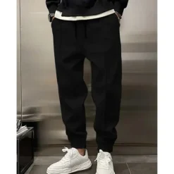 Hot OUKU Men's Fleece Pants Sweatpants Joggers Trousers Pleated Pants Drawstring Elastic Waist Plain Comfort Warm Full Length Outdoor Casual Daily Sports Fashion ArmyGreen Black