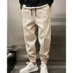 Hot OUKU Men's Fleece Pants Sweatpants Joggers Trousers Pleated Pants Drawstring Elastic Waist Plain Comfort Warm Full Length Outdoor Casual Daily Sports Fashion ArmyGreen Black