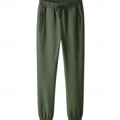 Hot OUKU Men's Fleece Pants Sweatpants Joggers Trousers Casual Pants Drawstring Elastic Waist Plain Waterproof Comfort Full Length Outdoor Casual Daily Sports Fashion Black Green