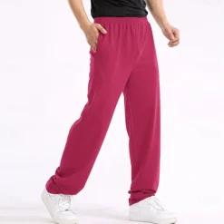 Hot OUKU Men's Fleece Pants Sweatpants Joggers Trousers Straight Leg Sweatpants Pocket Plain Comfort Breathable Outdoor Daily Going out Fashion Streetwear Black Wine