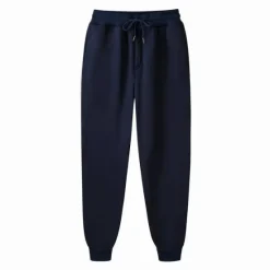 Clearance OUKU Men's Fleece Pants Sweatpants Joggers Winter Pants Trousers Side Pockets Elastic Waist Fleece Solid Color Comfort Warm Daily Casual Navy Apricot