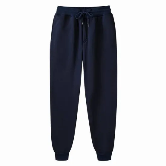 Clearance OUKU Men's Fleece Pants Sweatpants Joggers Winter Pants Trousers Side Pockets Elastic Waist Fleece Solid Color Comfort Warm Daily Casual Navy Apricot