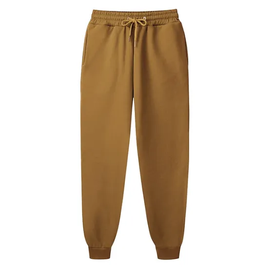 Clearance OUKU Men's Fleece Pants Sweatpants Joggers Winter Pants Trousers Side Pockets Elastic Waist Fleece Solid Color Comfort Warm Daily Casual Navy Apricot