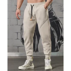 New OUKU Men's Fleece Pants Sweatpants Joggers Trousers Drawstring Elastic Waist Elastic Cuff Plain Comfort Breathable Casual Daily Holiday Sports Fashion Black Khaki