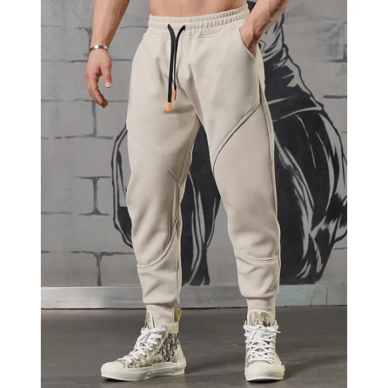 New OUKU Men's Fleece Pants Sweatpants Joggers Trousers Drawstring Elastic Waist Elastic Cuff Plain Comfort Breathable Casual Daily Holiday Sports Fashion Black Khaki