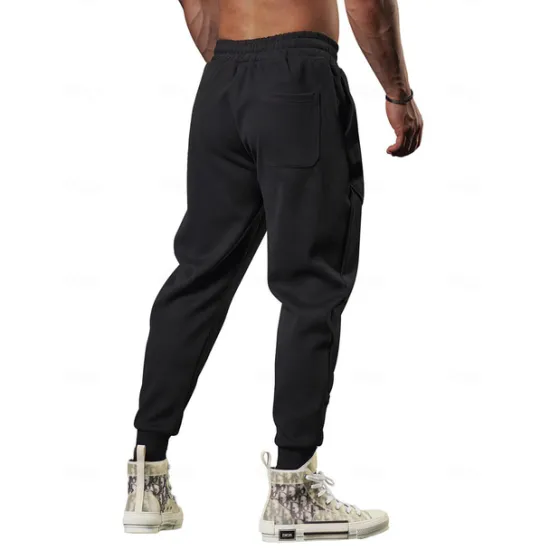 New OUKU Men's Fleece Pants Sweatpants Joggers Trousers Drawstring Elastic Waist Elastic Cuff Plain Comfort Breathable Casual Daily Holiday Sports Fashion Black Khaki