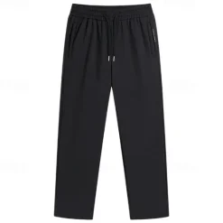 OUKU Men's Fleece Pants Winter Pants Trousers Casual Pants Pocket Drawstring Elastic Waist Plain Comfort Warm Sports Outdoor Daily Fashion Casual Black Dark Blue Micro-elastic