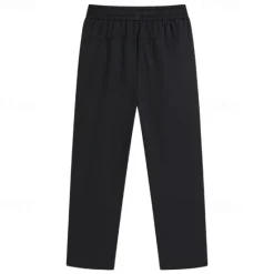 OUKU Men's Fleece Pants Winter Pants Trousers Casual Pants Pocket Drawstring Elastic Waist Plain Comfort Warm Sports Outdoor Daily Fashion Casual Black Dark Blue Micro-elastic