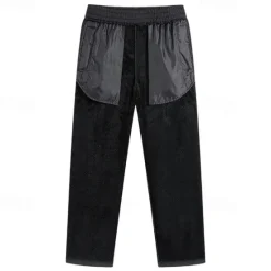 OUKU Men's Fleece Pants Winter Pants Trousers Casual Pants Pocket Drawstring Elastic Waist Plain Comfort Warm Sports Outdoor Daily Fashion Casual Black Dark Blue Micro-elastic