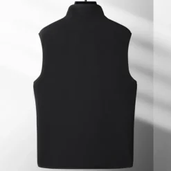 Sale OUKU Men's Fleece Vest Polar Fleece Gilet Daily Wear Going out Festival Sport Basic Fall & Winter Zipper Pocket Polyester Warm Solid Colored Zipper Standing Collar Regular Fit Light Blue Black Dark Navy