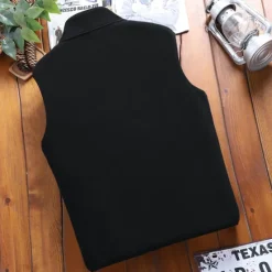 Sale OUKU Men's Fleece Vest Polar Fleece Gilet Daily Wear Going out Festival Sport Basic Fall & Winter Zipper Pocket Polyester Warm Solid Colored Zipper Standing Collar Regular Fit Light Blue Black Dark Navy