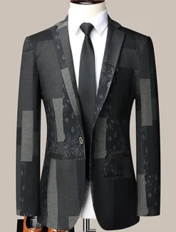 Best OUKU Men's Floral Color Block Long Sleeve Turndown Fashion Streetwear Business Work Wear to work Going out Buttons Print