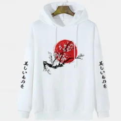 Sale OUKU Men's Floral Graphic Prints Hoodie Hoodies Sweatshirt Streetwear Basic Long Sleeve Hooded Sports & Outdoor Daily Sports White Gray Spring & Fall Designer
