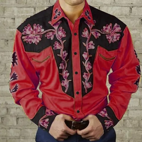 Hot OUKU Men's Floral Graphic Prints Shirt Western Shirt Cowboy Shirt Long Sleeve Fashion Designer Casual Outdoor Daily Fall & Winter Turndown Print Button-Down Yellow Red Purple Green Blue+Blue