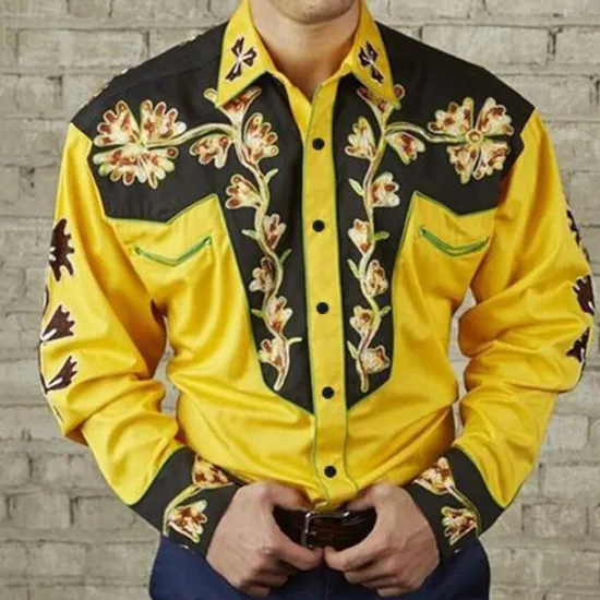 Hot OUKU Men's Floral Graphic Prints Shirt Western Shirt Cowboy Shirt Long Sleeve Fashion Designer Casual Outdoor Daily Fall & Winter Turndown Print Button-Down Yellow Red Purple Green Blue+Blue
