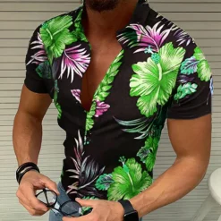 Discount OUKU Men's Floral Graphic Tropical Flowers Shirt Summer Hawaiian Shirt Aloha Shirt Short Sleeve Shirt Turndown Designer Casual Outdoor Party Casual Black / Red Blue Purple S M L