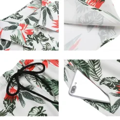 Sale OUKU Men's Floral Leaves Tropical Plants 2pcs Shirts Sets Summer Hawaiian Shirt Short Sleeve Short Pants Turndown Tropical Fashion Hawaiian Street Casual Hawaiian Print Summer Spring Black White Brown