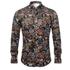 Clearance OUKU Men's Floral Paisley Shirt Boho Shirt Long Sleeve Sports Fashion Streetwear Outdoor Daily Fall & Winter Turndown Print Button-Down Black Red Purple Green