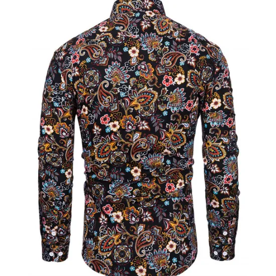 Clearance OUKU Men's Floral Paisley Shirt Boho Shirt Long Sleeve Sports Fashion Streetwear Outdoor Daily Fall & Winter Turndown Print Button-Down Black Red Purple Green