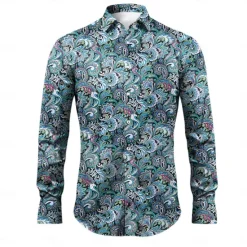 Clearance OUKU Men's Floral Paisley Shirt Boho Shirt Long Sleeve Sports Fashion Streetwear Outdoor Daily Fall & Winter Turndown Print Button-Down Black Red Purple Green