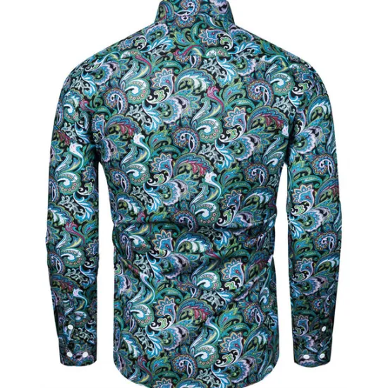 Clearance OUKU Men's Floral Paisley Shirt Boho Shirt Long Sleeve Sports Fashion Streetwear Outdoor Daily Fall & Winter Turndown Print Button-Down Black Red Purple Green
