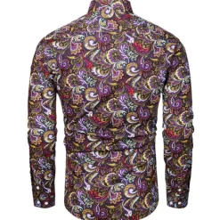 Clearance OUKU Men's Floral Paisley Shirt Boho Shirt Long Sleeve Sports Fashion Streetwear Outdoor Daily Fall & Winter Turndown Print Button-Down Black Red Purple Green