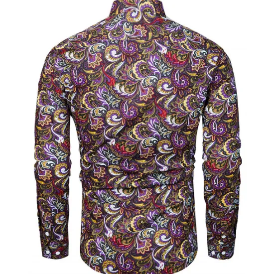 Clearance OUKU Men's Floral Paisley Shirt Boho Shirt Long Sleeve Sports Fashion Streetwear Outdoor Daily Fall & Winter Turndown Print Button-Down Black Red Purple Green