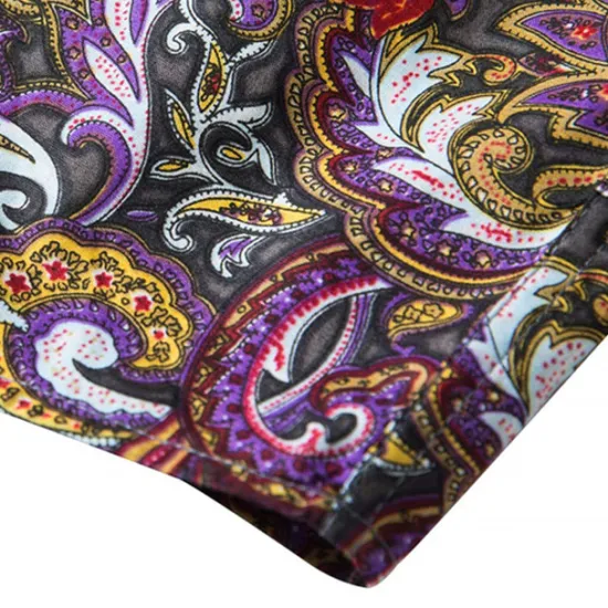 Clearance OUKU Men's Floral Paisley Shirt Boho Shirt Long Sleeve Sports Fashion Streetwear Outdoor Daily Fall & Winter Turndown Print Button-Down Black Red Purple Green