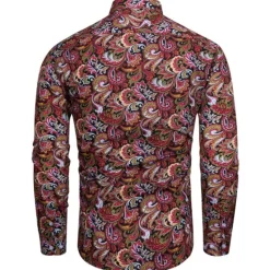 Clearance OUKU Men's Floral Paisley Shirt Boho Shirt Long Sleeve Sports Fashion Streetwear Outdoor Daily Fall & Winter Turndown Print Button-Down Black Red Purple Green