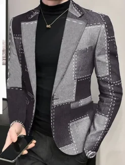Online OUKU Men's Floral Plaid / Check Long Sleeve Turndown Fashion Streetwear Business Work Wear to work Going out Buttons Print