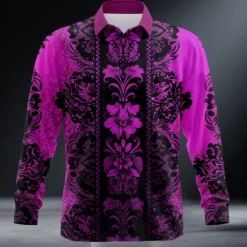 Clearance OUKU Men's Floral Print Ethnic Flowers Shirt Button Up Shirt Long Sleeve Vintage Retro Outdoor Holiday Summer Spring Turndown 3D Print Collared Shirts Green Dark Blue Rose Red