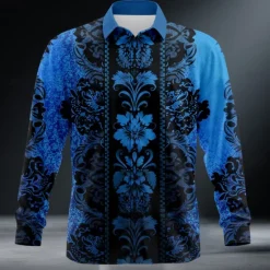 Clearance OUKU Men's Floral Print Ethnic Flowers Shirt Button Up Shirt Long Sleeve Vintage Retro Outdoor Holiday Summer Spring Turndown 3D Print Collared Shirts Green Dark Blue Rose Red