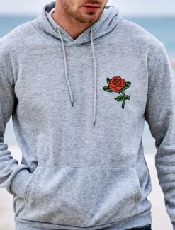 New OUKU Men's Floral Print Long Sleeve Sweatshirts Hooded Vintage Cool Casual Winter Black White Yellow Clothing Apparel Designer Plus Size S M L XL 2XL 3XL