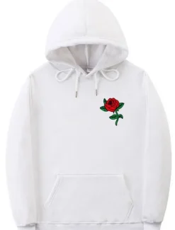 New OUKU Men's Floral Print Long Sleeve Sweatshirts Hooded Vintage Cool Casual Winter Black White Yellow Clothing Apparel Designer Plus Size S M L XL 2XL 3XL