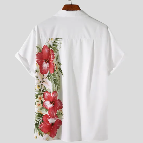 Discount OUKU Men's Floral Shirt Button Up Shirt Short Sleeve Tropical Fashion Hawaiian Casual Holiday Beach Summer Spring Turndown Print Button-Down Yellow Red Blue Purple Green