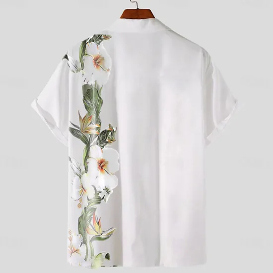 Discount OUKU Men's Floral Shirt Button Up Shirt Short Sleeve Tropical Fashion Hawaiian Casual Holiday Beach Summer Spring Turndown Print Button-Down Yellow Red Blue Purple Green