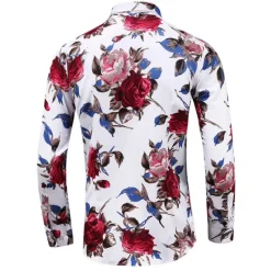Clearance OUKU Men's Floral Shirt Button Up Shirt Long Sleeve Vintage Designer Basic Daily Holiday Spring & Fall Collar Print Black Red Blue