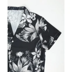 Discount OUKU Men's Floral Shirt Camp Collar Shirt Short Sleeve Fashion Designer Casual Outdoor Casual Daily Spring & Summer Turndown Button-Down Black White Yellow Blue Purple