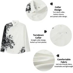 Hot OUKU Men's Floral Shirt Long Sleeve Fashion Designer Casual Daily Holiday Going out Spring & Summer Turndown 3D Print Button-Down Black Red Blue Brown Green