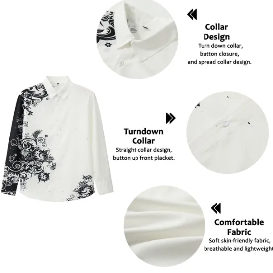 Hot OUKU Men's Floral Shirt Long Sleeve Fashion Designer Casual Daily Holiday Going out Spring & Summer Turndown 3D Print Button-Down Black Red Blue Brown Green