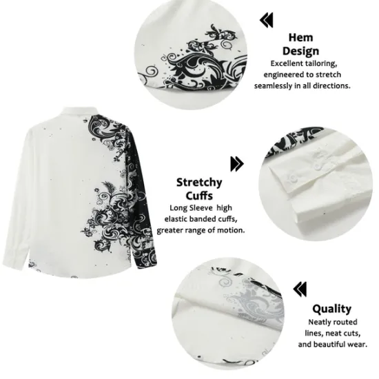 Hot OUKU Men's Floral Shirt Long Sleeve Fashion Designer Casual Daily Holiday Going out Spring & Summer Turndown 3D Print Button-Down Black Red Blue Brown Green