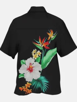Best OUKU Men's Floral Shirt Short Sleeve Sports Fashion Streetwear Casual Holiday Beach Summer Spring Cuban Collar Print Button-Down Black Light Green Black / Brown Red Green
