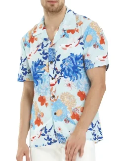Best OUKU Men's Floral Shirt Short Sleeve Sports Fashion Streetwear Casual Holiday Beach Summer Spring Cuban Collar Print Button-Down Black Light Green Black / Brown Red Green