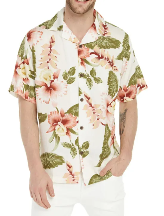 Best OUKU Men's Floral Shirt Short Sleeve Sports Fashion Streetwear Casual Holiday Beach Summer Spring Cuban Collar Print Button-Down Black Light Green Black / Brown Red Green